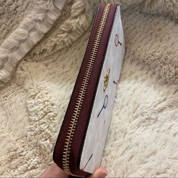 Coach Tennis Racquet Long Zip Around Wallet In Signature White Canvas, NWT - Picture 6 of 9